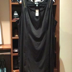 Lane Bryant A-line dress, darted front from zippers down to hem.